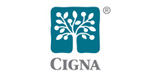 The image shows a logo with a stylized tree design and a shield-like emblem, accompanied by the text CIGNA and the word alt below it, which likely refers to an alternative version of the logo.